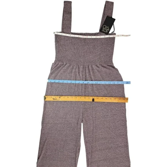 Chaser Women Smocked Wide-Leg Jumpsuit Stretchy Straps Soft Fabric Small Purple - Picture 4 of 5